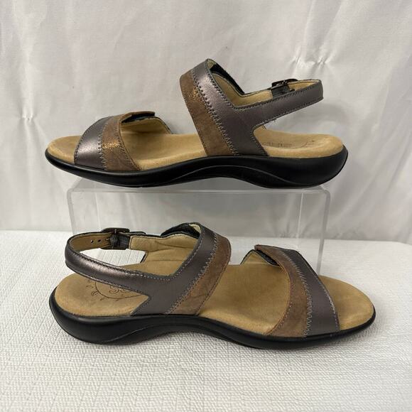 SAS Nudu Sandals Womens Size 8 N Narrow Ankle Strap Bronze Leather Comfort - Picture 10 of 11